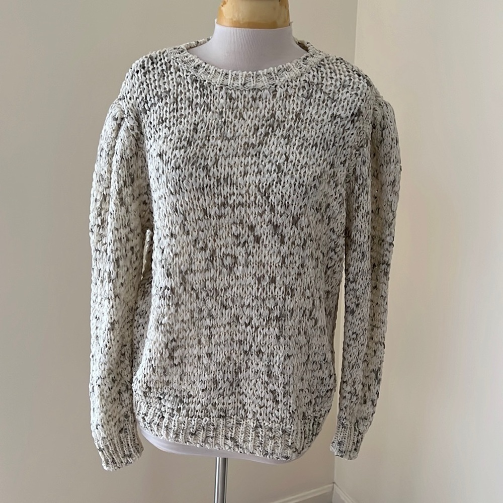 Calvin Klein XL cream combo puff sleeve sweater.